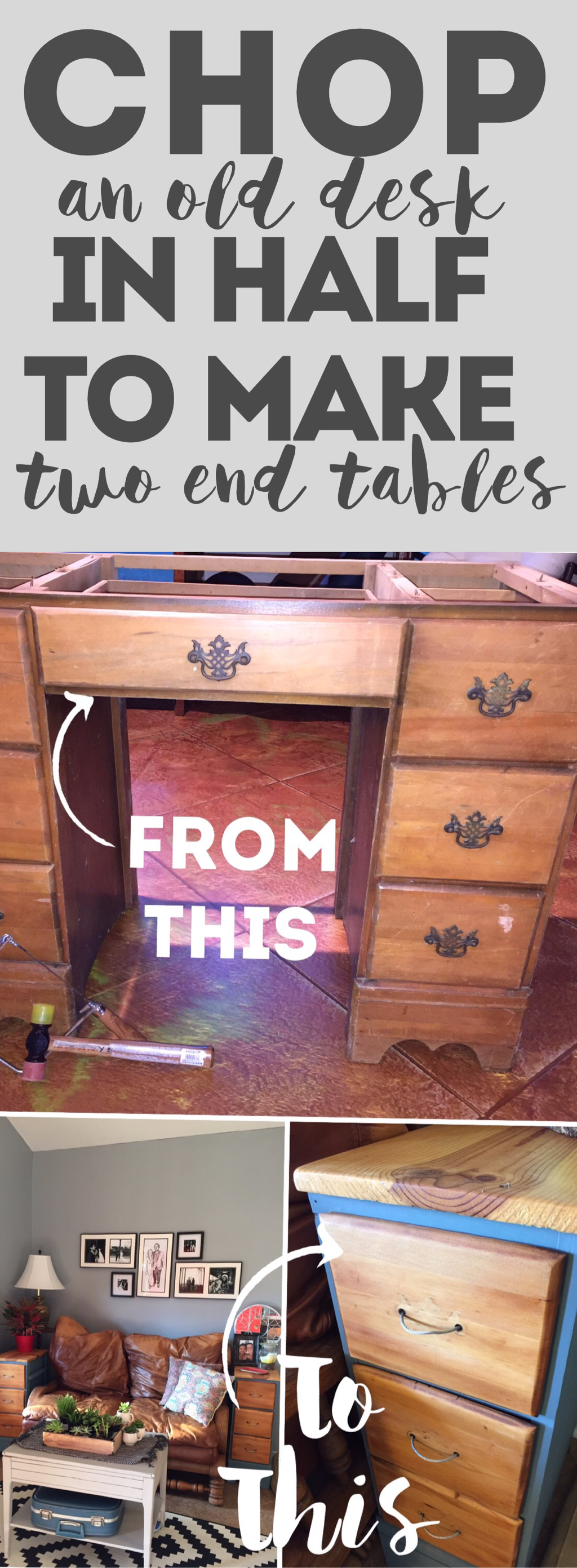 Step-by-step tutorial on how to cut up an old desk. 