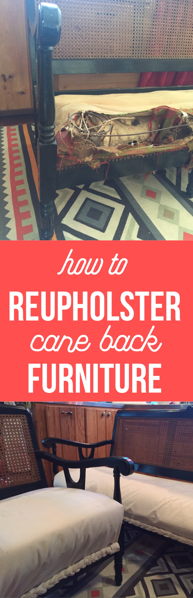 TRASH FIND: how to reupholster cane back furniture. A step by step DIY 